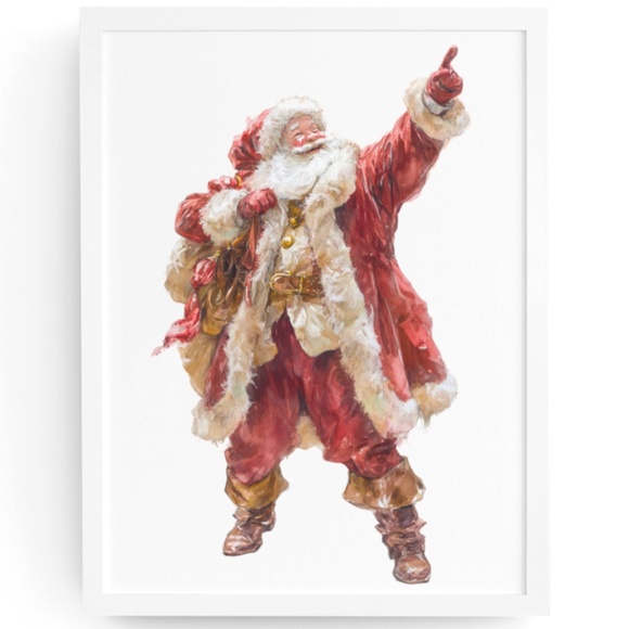 Watercolor Santa Claus Portrait Wall Art Print Poster, Unframed – Joyful Holiday - Picture 1 of 6